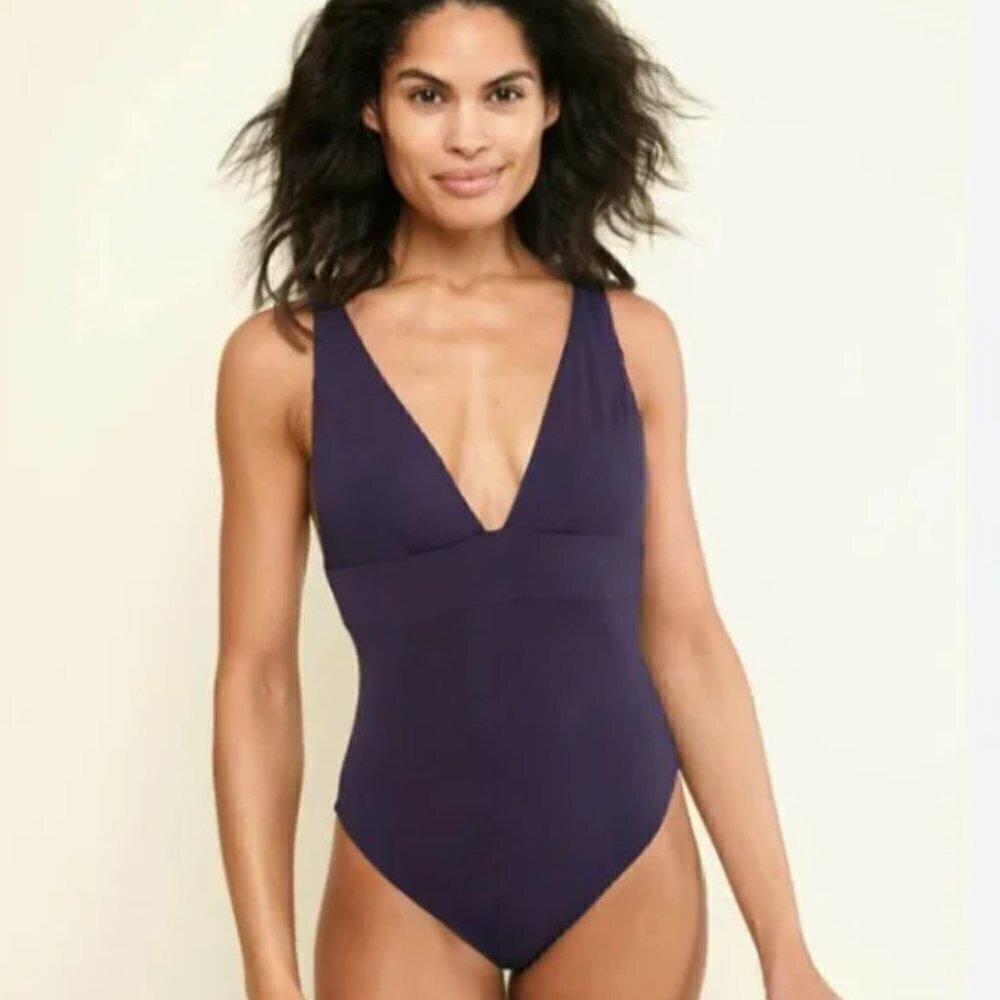 Andie Sardinia One-Piece Plunge Swimsuit Navy M Medium